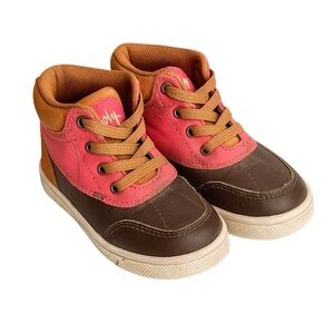 Oomphies Kids Julian Duck Boots Size 7C Pink Brown Camo Faux Leather Waterproof